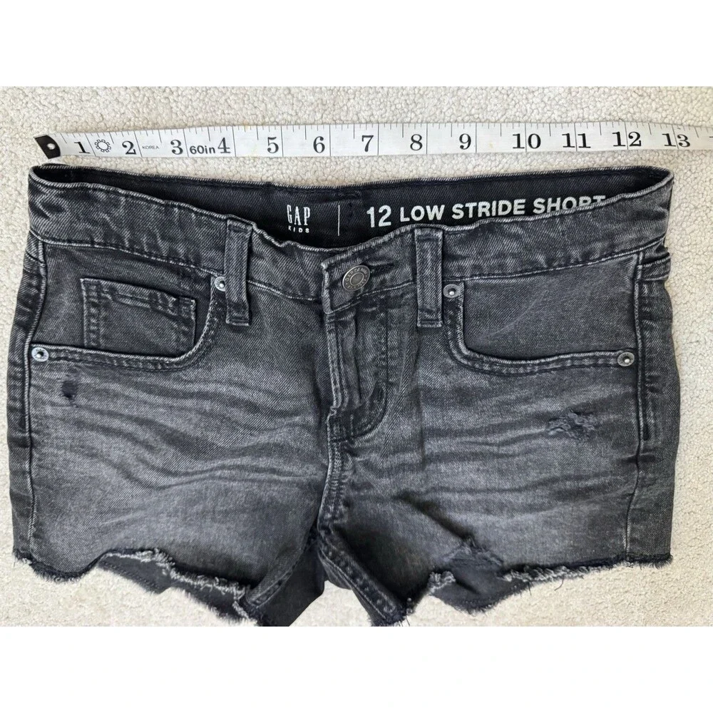 Gap Girls 12 Black Distressed Jean Shorts